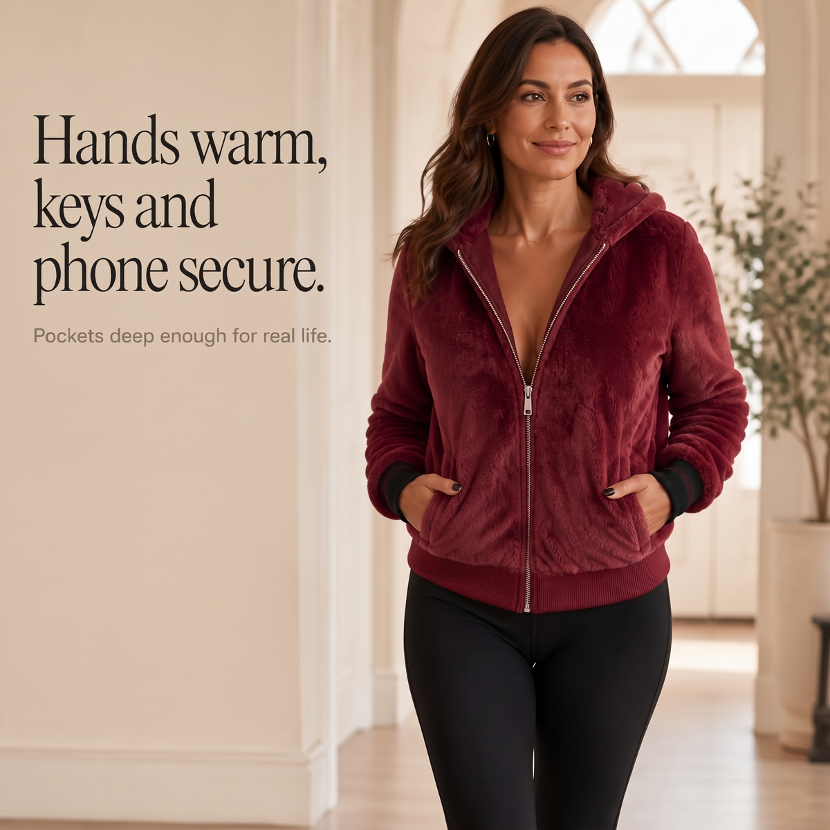 Wearbella Hooded Faux Fur Jacket - Women's Cropped Zip Coat