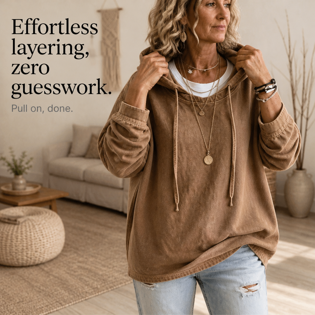 Denimelle Denim-Look Hoodie - Relaxed Women's Hooded Top