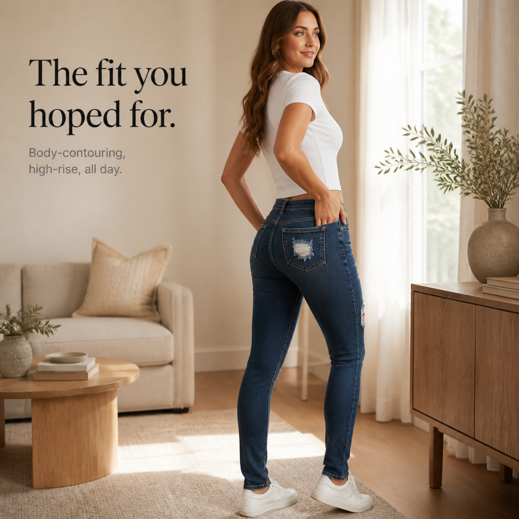 Curvella Skinny Jeans - Distressed High Waist Women's Jeans