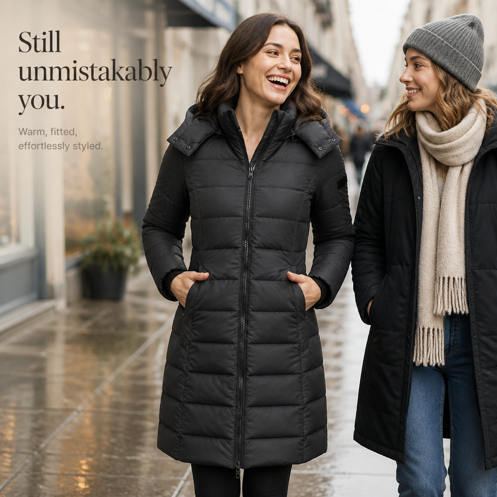 Wearbella Puffer Jacket - Women's Mid Length Hooded Puffer