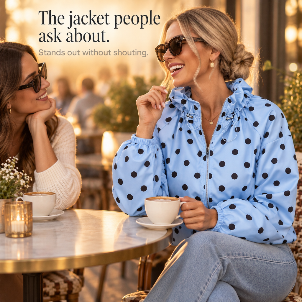 Dotswing Polka Dot Jacket - Women's Lantern Sleeve Jacket