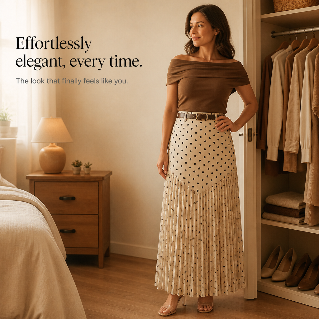 Wearbella Polka Dot Skirt - Pleated Women's Midi Skirt