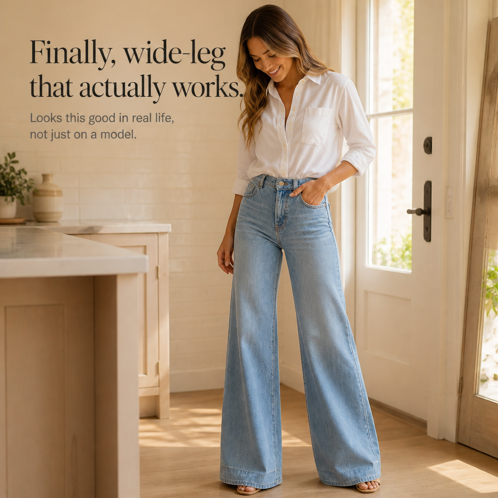 Lenglia Wide Leg Jeans - Women's High Rise Vintage Jeans