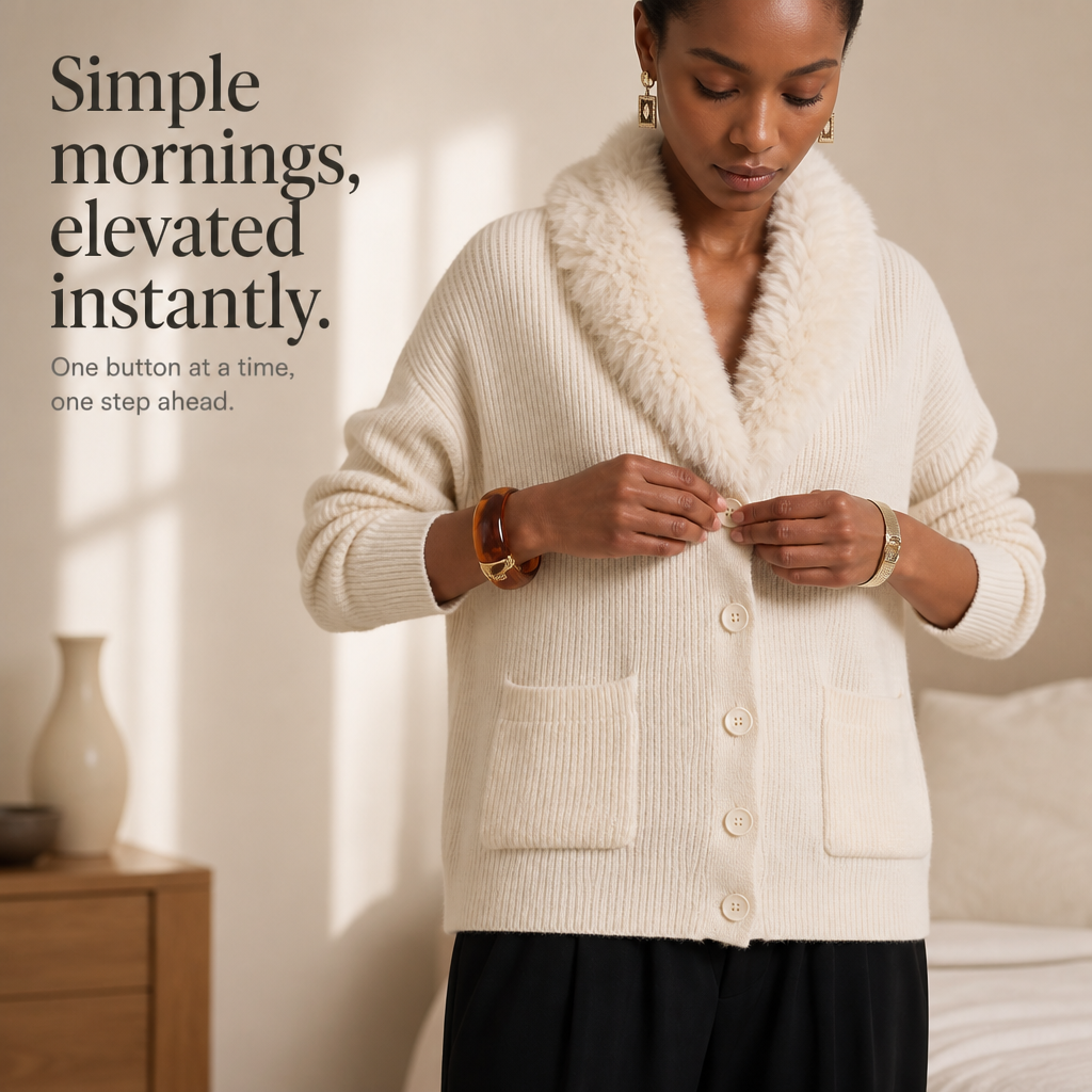 Veloura Faux-Fur Lapel Cardigan - Chunky Women's Knit