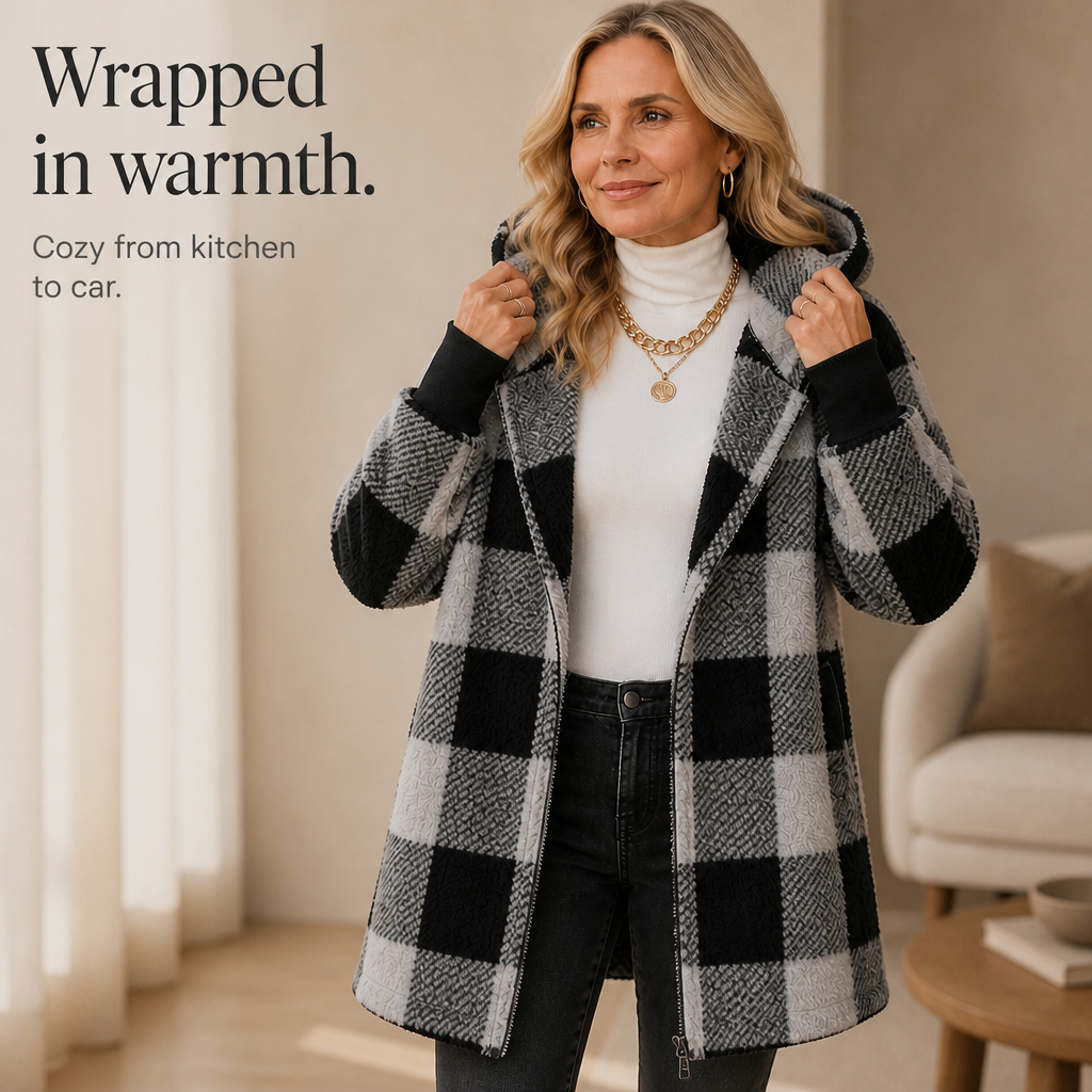 Plaidelle Plaid Hooded Cardigan - Oversized Women's Fleece