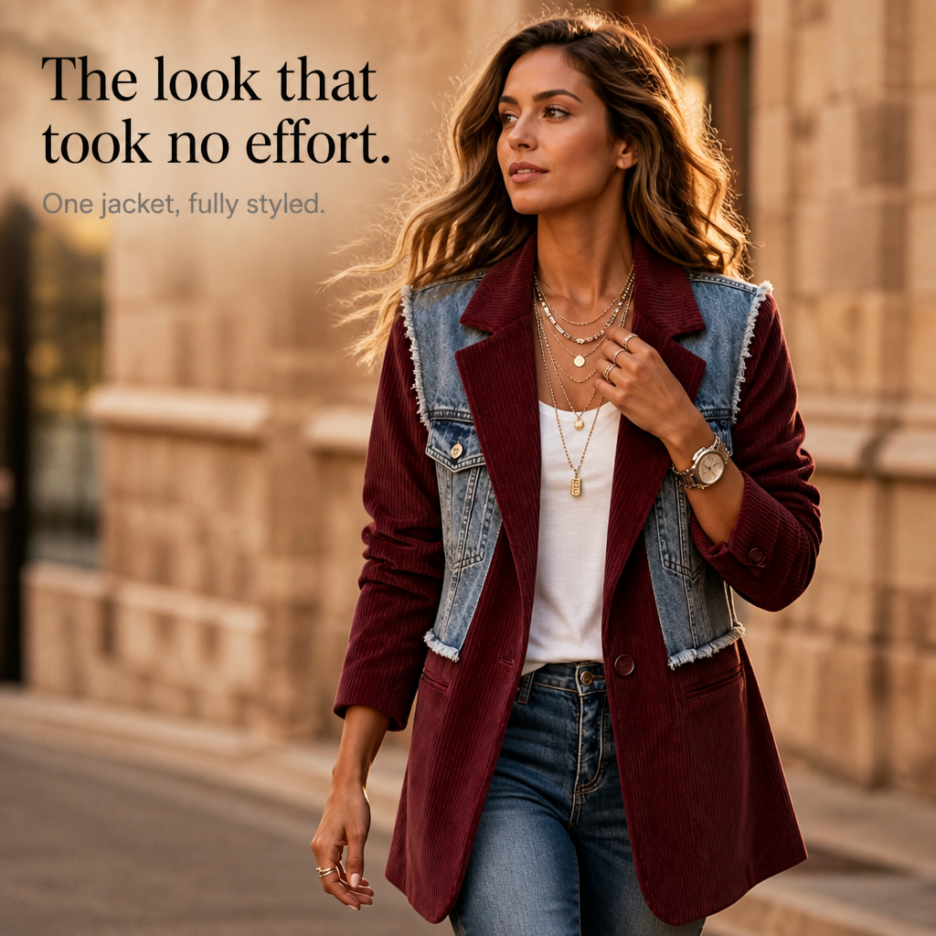Corvella Denim Corduroy Blazer - Women's Raw Hem Blazer