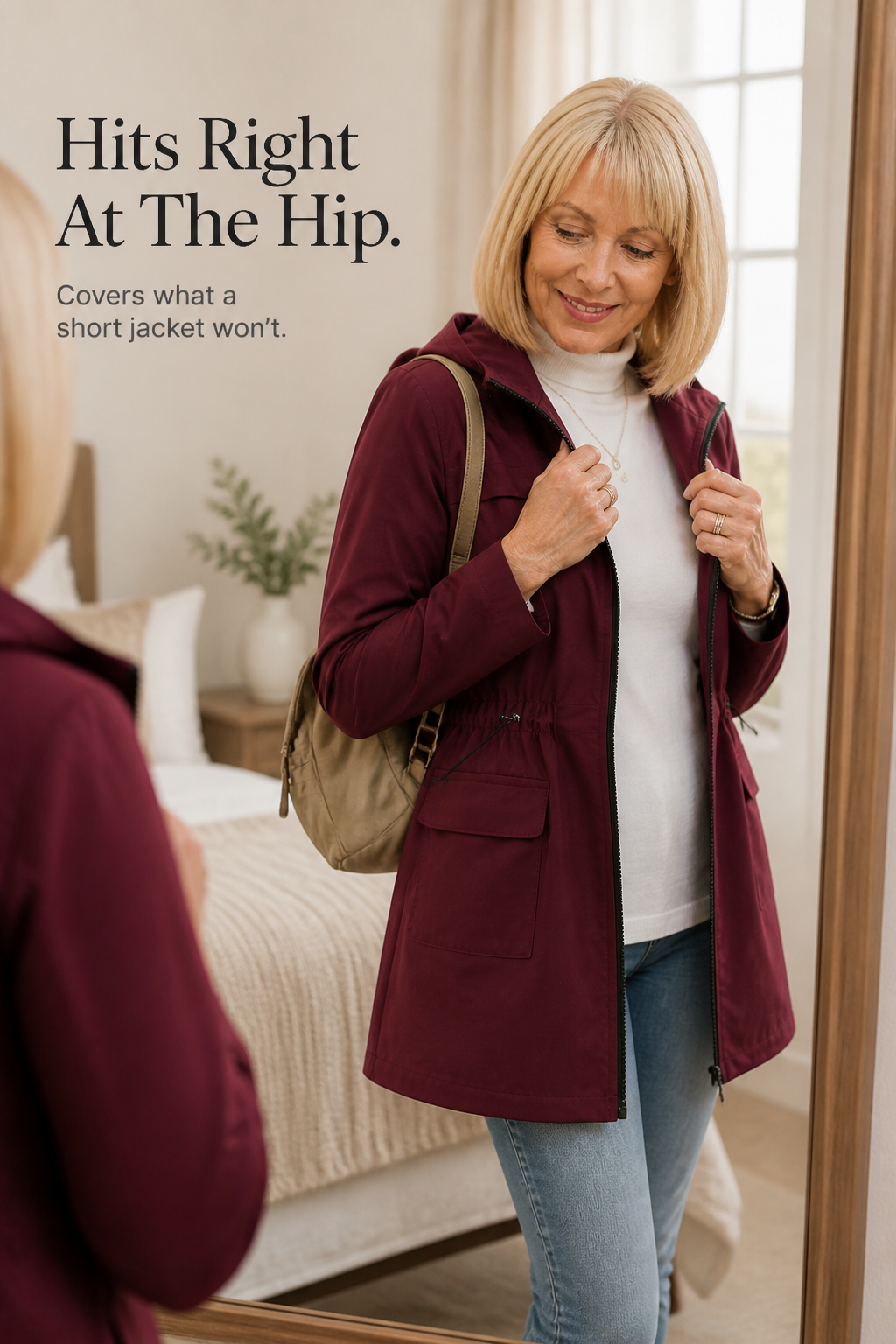 Rainette Hooded Rain Jacket - Drawstring Waist Women's Mac