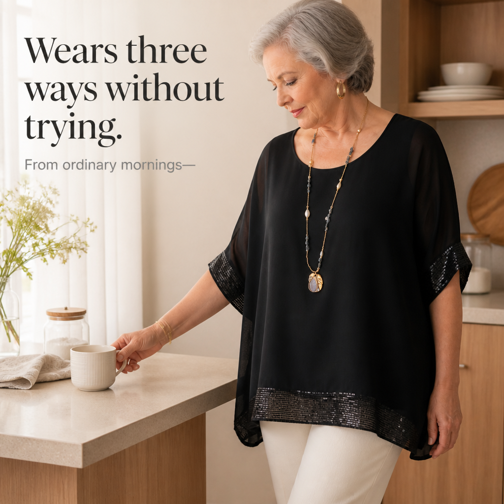 Wearbella Sequin Trim Tunic - Women's Relaxed Blouse
