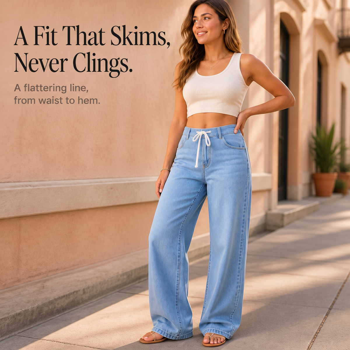 Flexelle Wide Leg Jeans - Drawstring Waist Women's Jeans