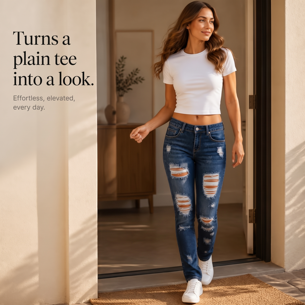 Curvella Skinny Jeans - Distressed High Waist Women's Jeans