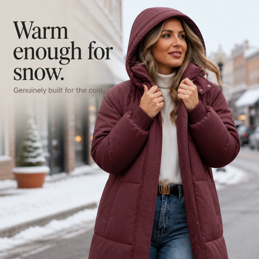 Wearbella Long Hooded Puffer Coat - Women's Winter Coat