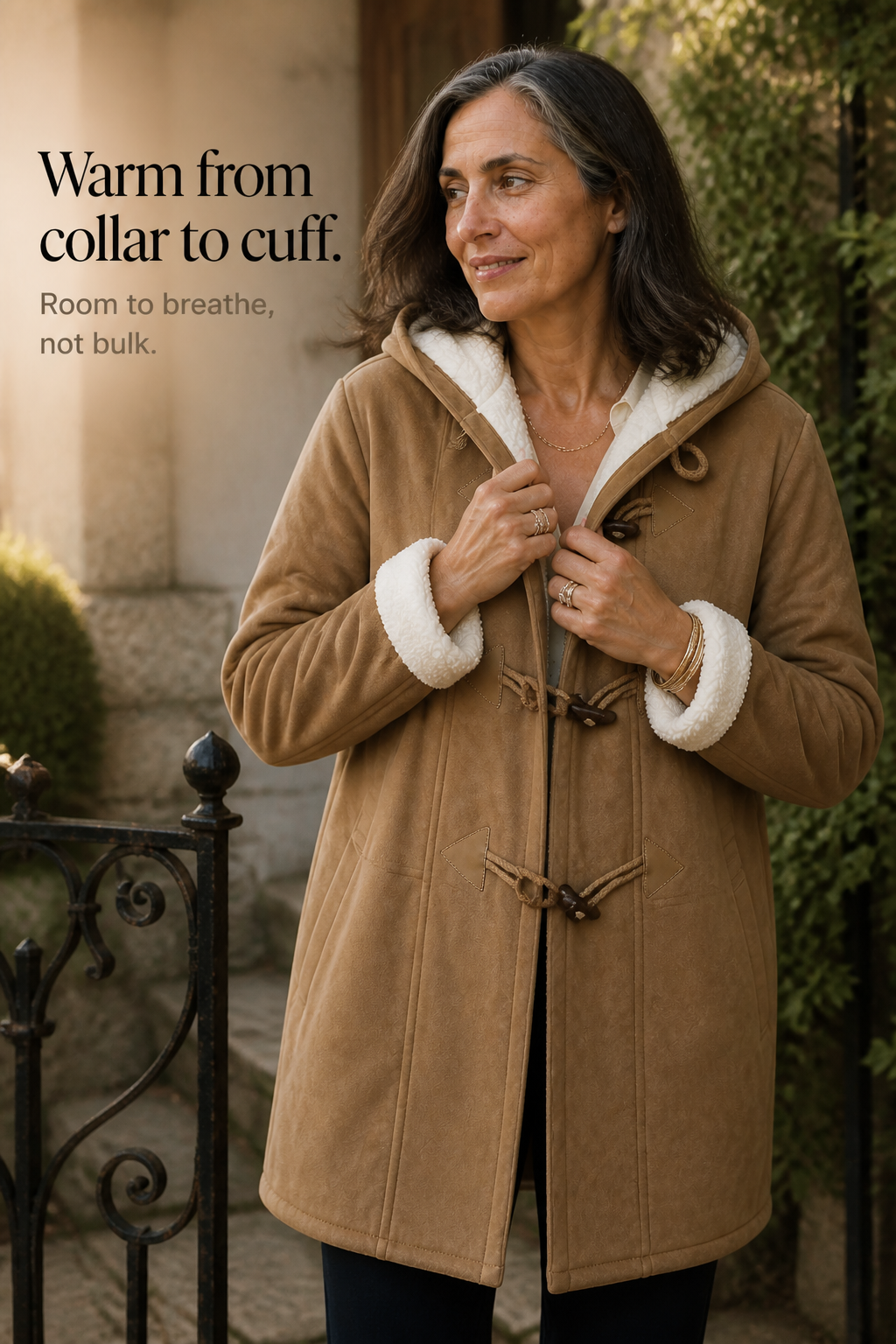 Suedeluxe Faux Suede Coat - Hooded Plush Lined Women's Coat