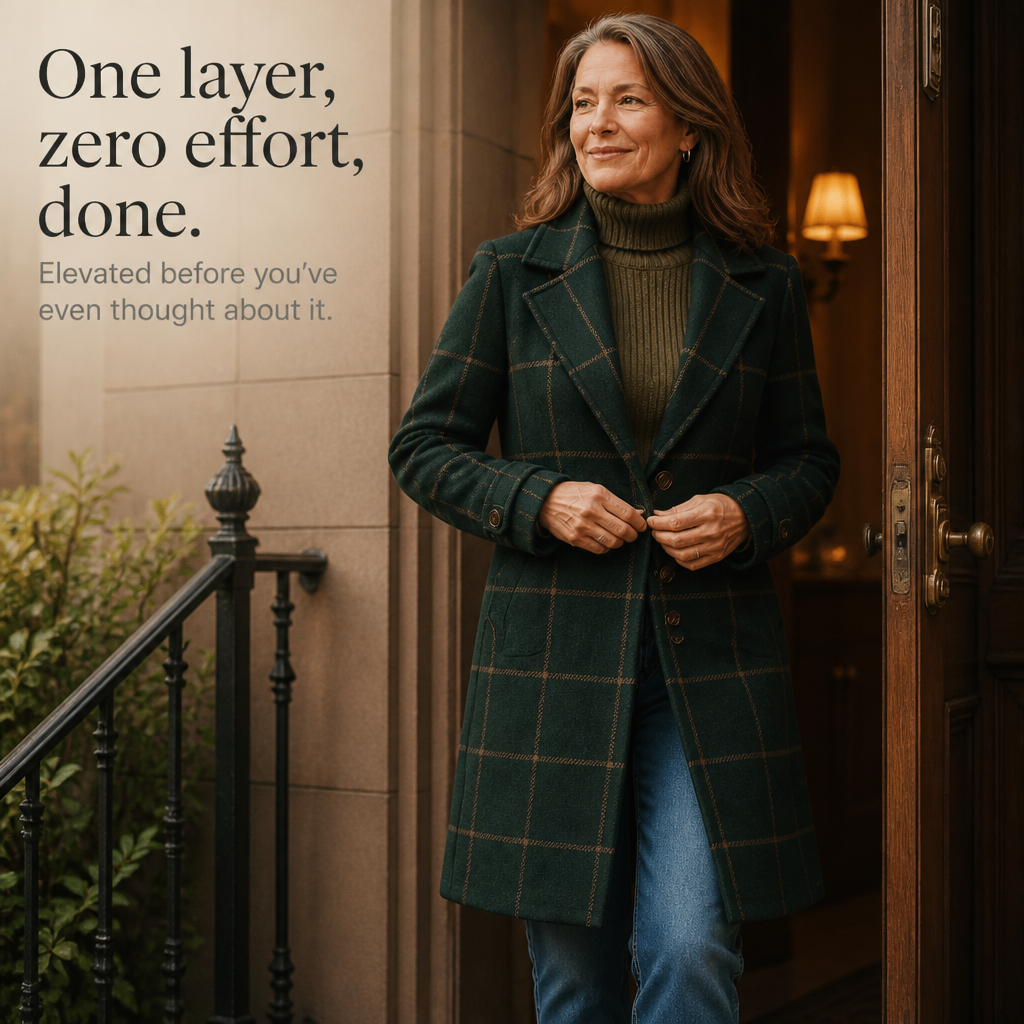 Wearbella Plaid Coat - Women's Oversized Two Button Coat