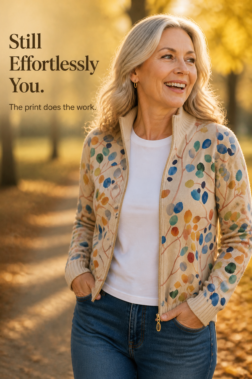 Threezip Botanical Cardigan - Women's Zip Up Print Bomber