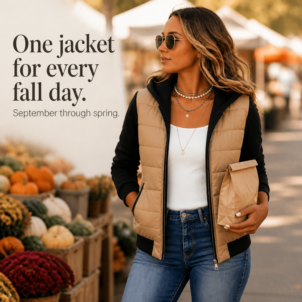 Coeza Quilted Puffer Jacket - Women's Knit Sleeve Hoodie