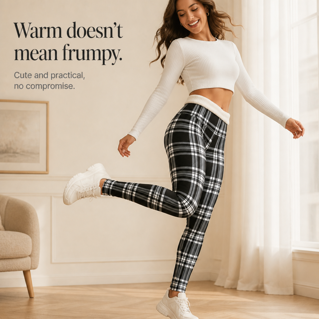 Wearbella Plaid Thermal Leggings - Women's Lined Leggings