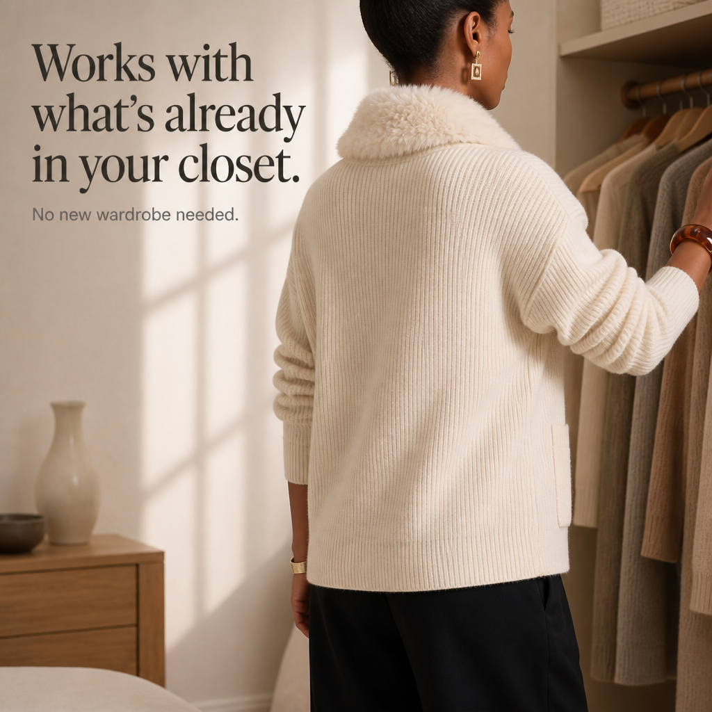 Veloura Faux-Fur Lapel Cardigan - Chunky Women's Knit
