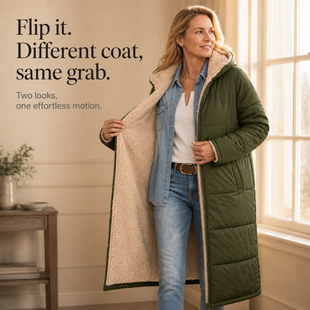 Wintervia Sherpa Long Coat - Windproof Women's Hooded Coat