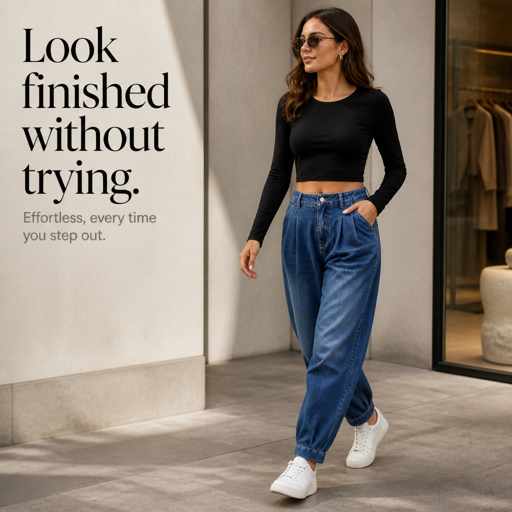 Slouchden Harem Jeans - Tapered Elastic Back Women's Jeans