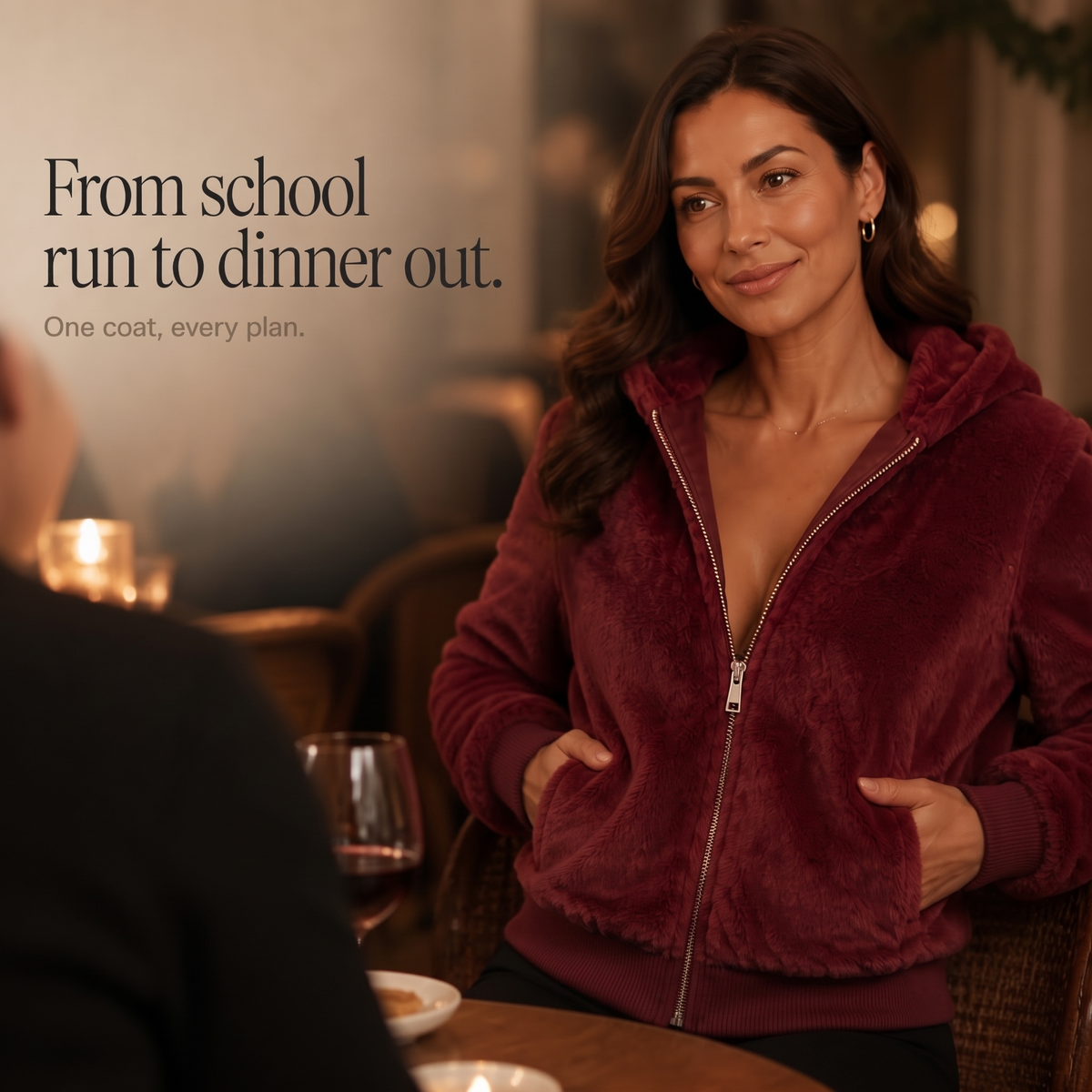 Wearbella Hooded Faux Fur Jacket - Women's Cropped Zip Coat