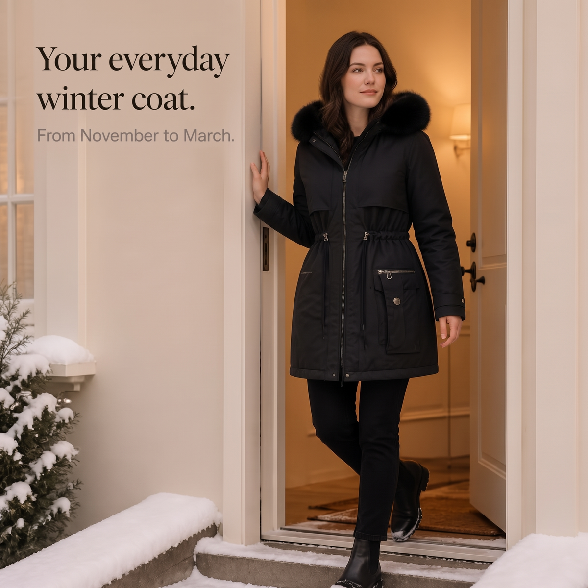 Duvella Faux Fur Hood Puffer Coat - Women's Winter Parka
