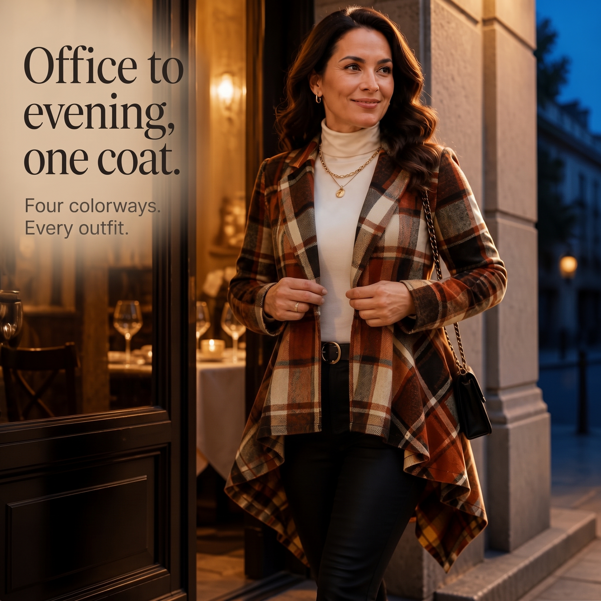Cinchella Plaid Peplum Coat - Women's High Low Waist Coat
