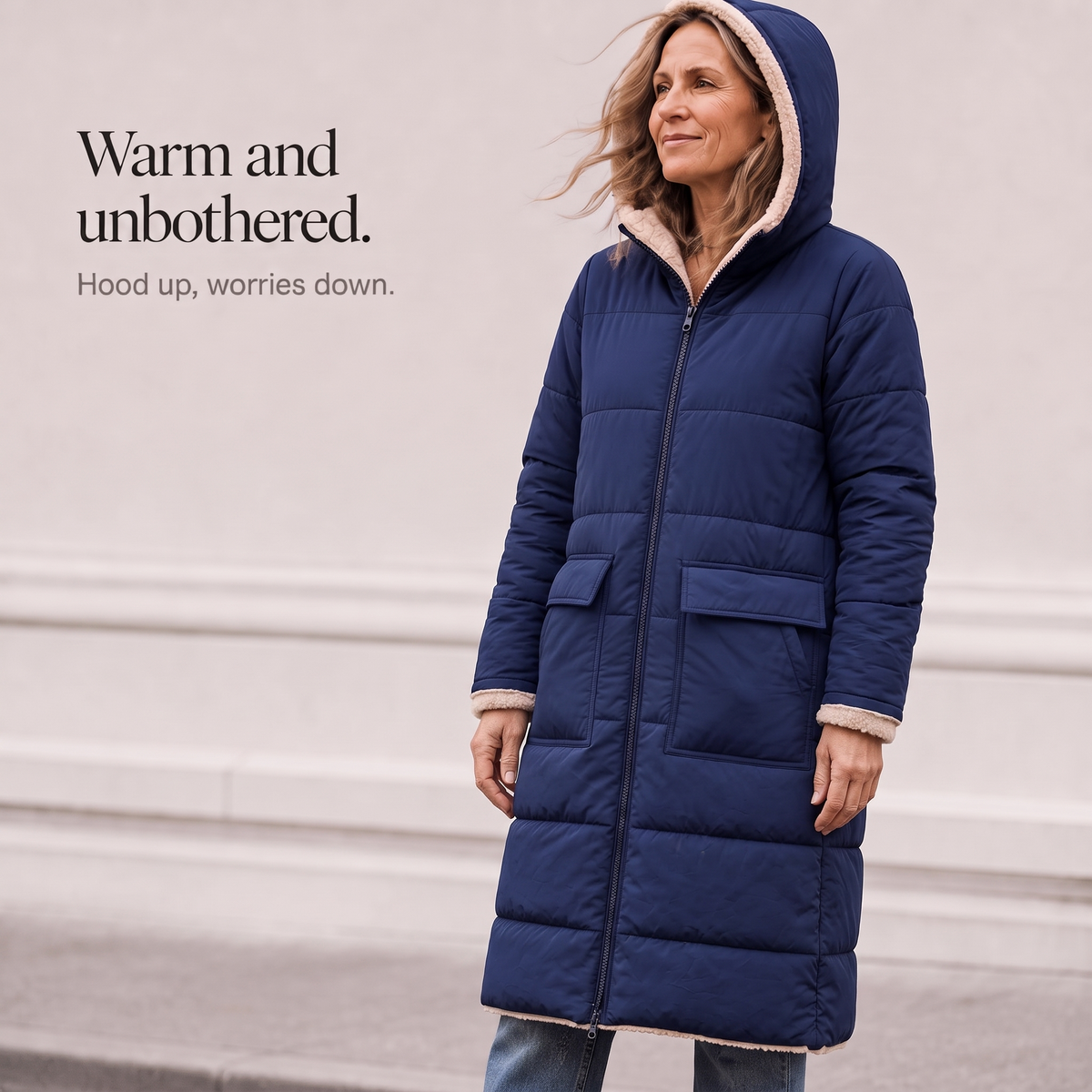 Veluna Reversible Quilted Coat - Sherpa-Look Women's Coat