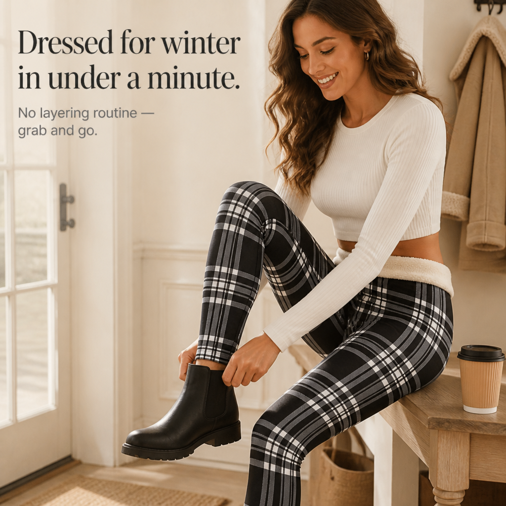 Wearbella Plaid Thermal Leggings - Women's Lined Leggings