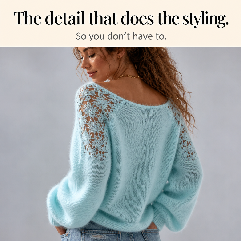 Wearbella - Open-Shoulder Lace Knit Women's Sweater