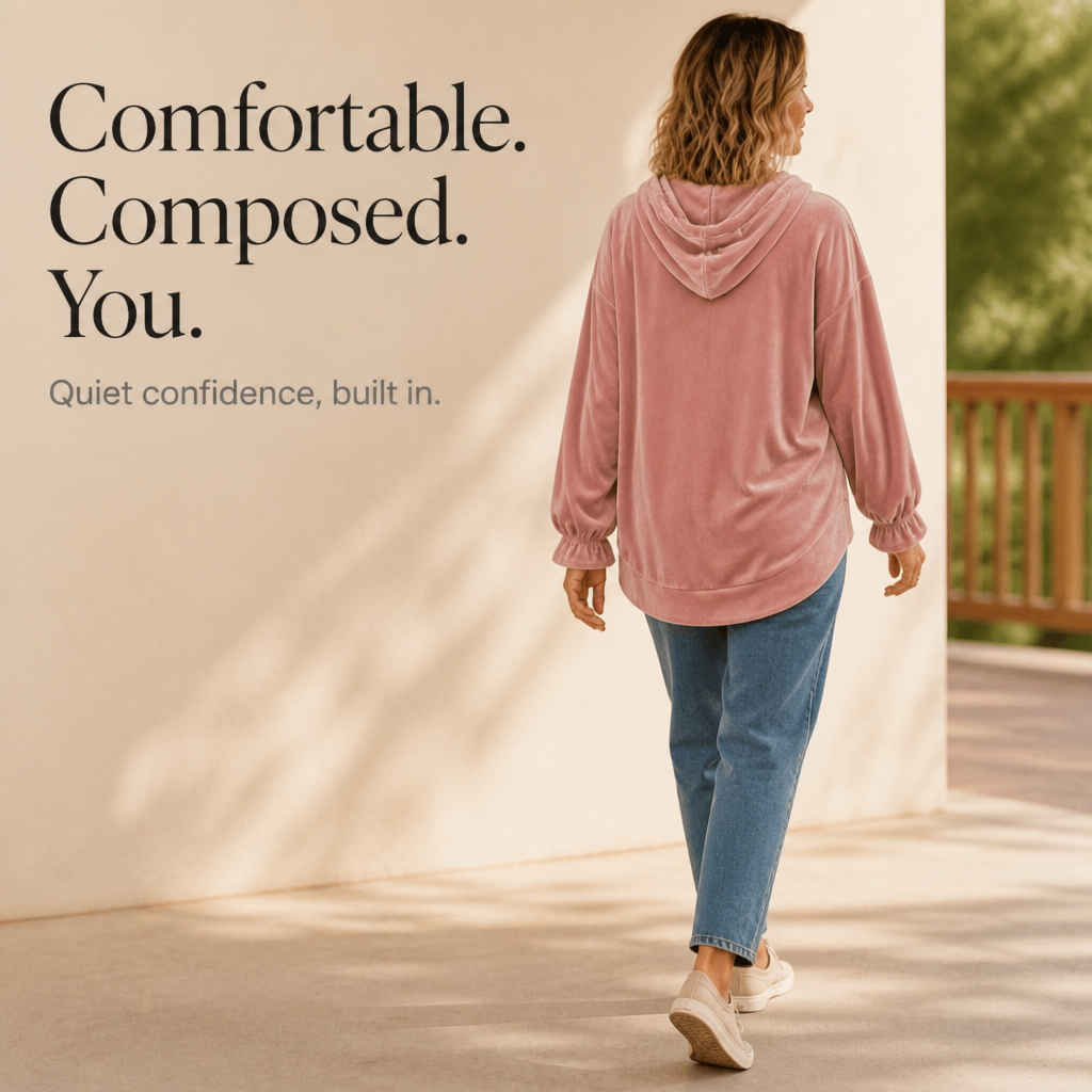 Wearbella - Ruffle Cuff Velvet Relaxed Women's Hoodie