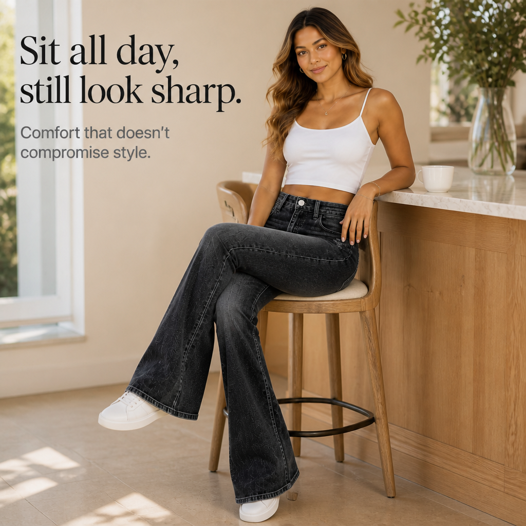 Vivia Flare Jeans - High Waisted Whisker Women's Jeans