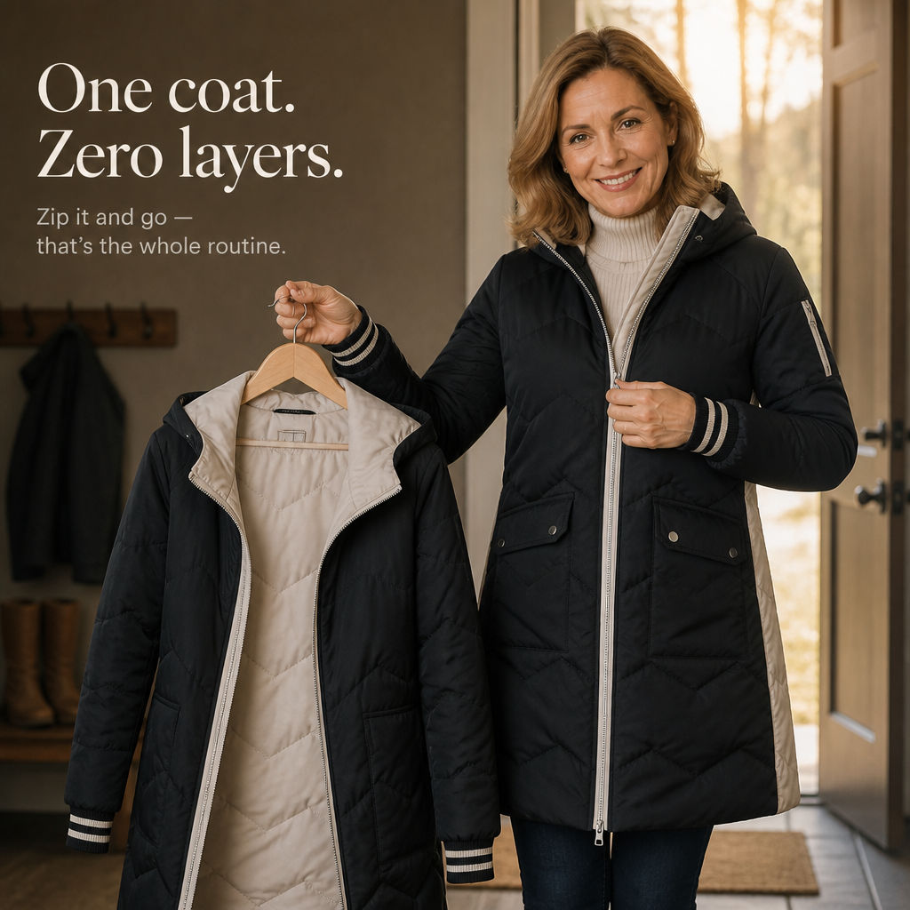 Cozyelle Puffer Coat - Hooded Mid-Length Women's Coat