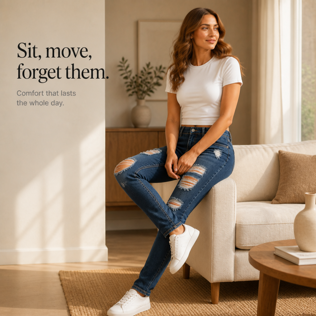 Curvella Skinny Jeans - Distressed High Waist Women's Jeans