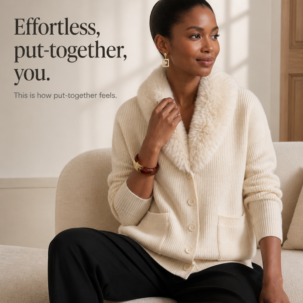 Veloura Faux-Fur Lapel Cardigan - Chunky Women's Knit