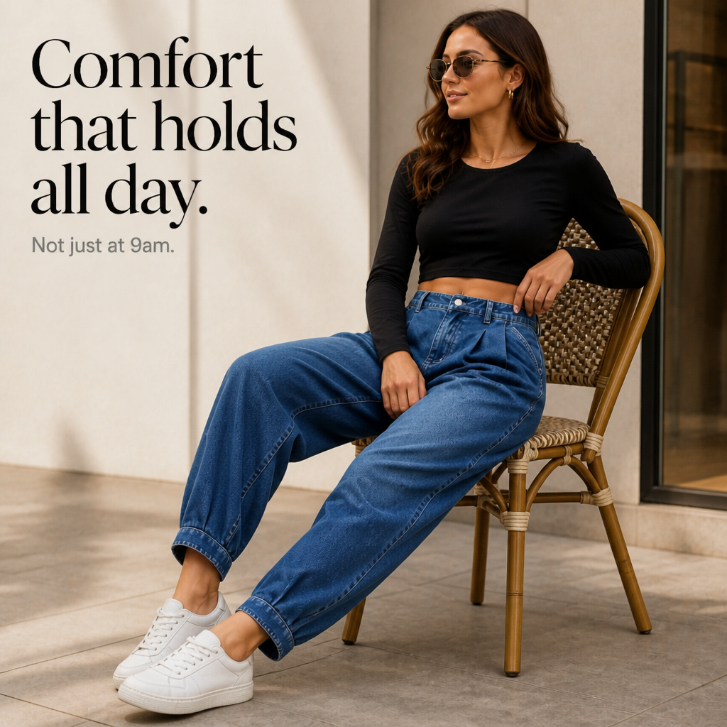 Slouchden Harem Jeans - Tapered Elastic Back Women's Jeans