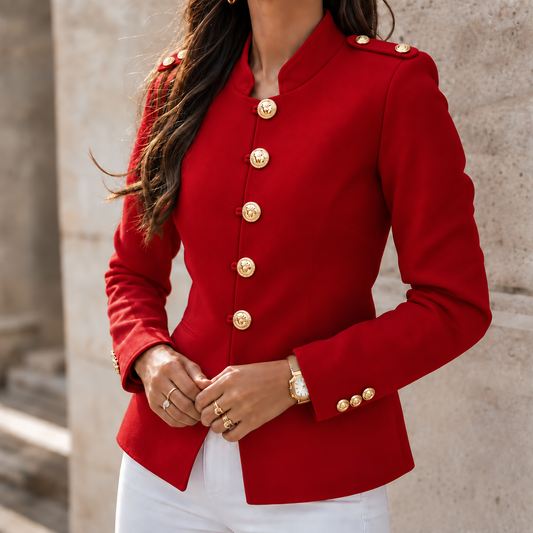 Wearbella Military Blazer - Women's Gold Button Blazer