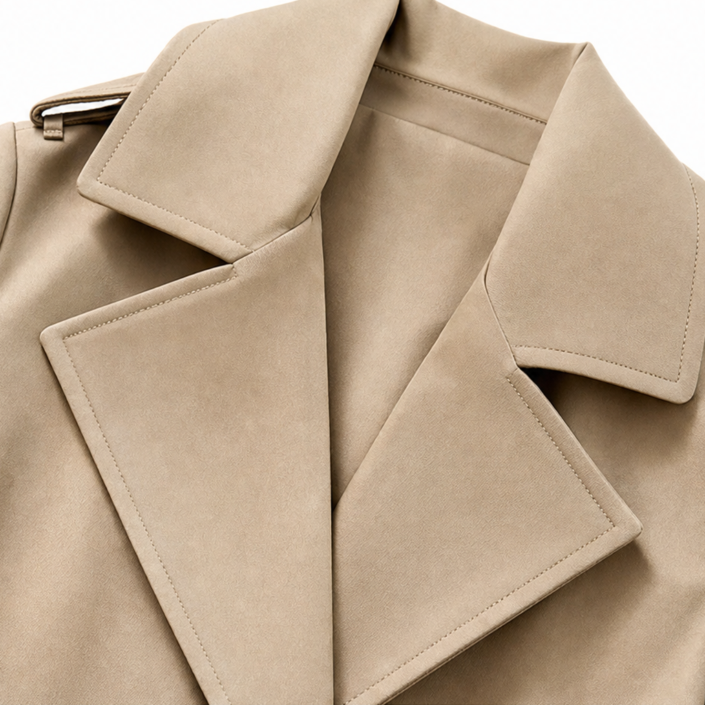 Winterly Belted Trench Coat - Women's Mid-Length Coat