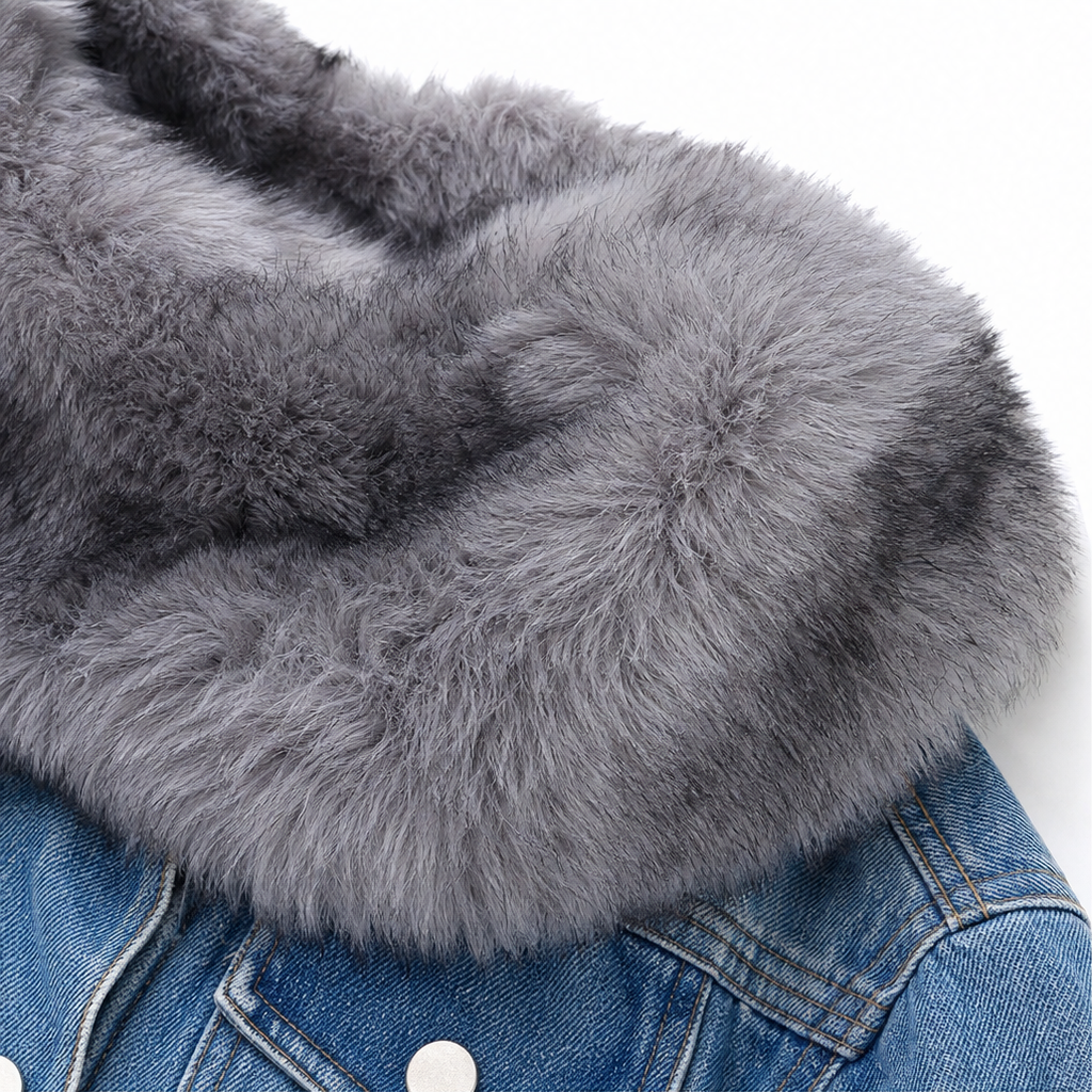 Wearbella Fur Collar Denim Jacket - Women's Hooded Jacket