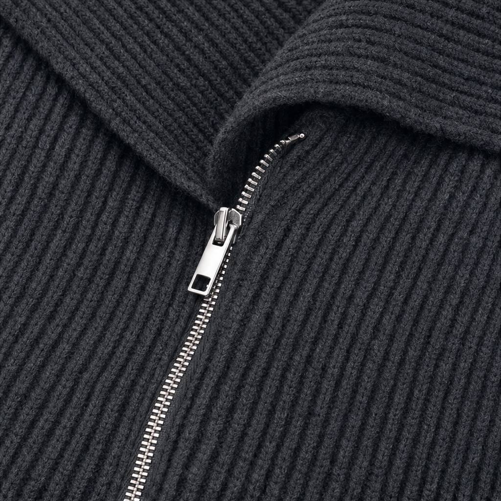 Wearbella Diagonal Zip Knit Jacket - Women's Ribbed Jacket