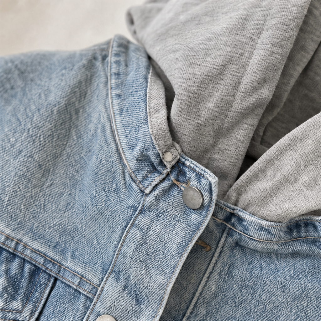 Denimova Hooded Jacket - Denim-Look Sweatshirt Women's Top