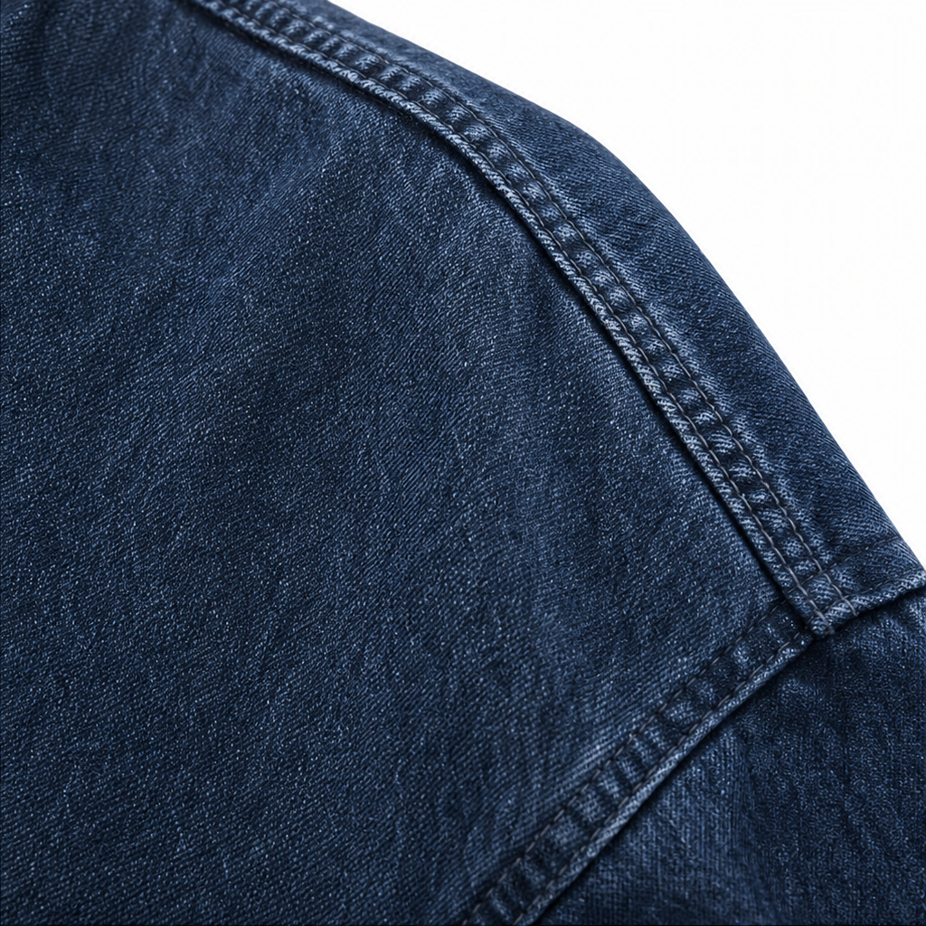 Half-Zip Haven Pullover - Washed Denim-Look Women's Top