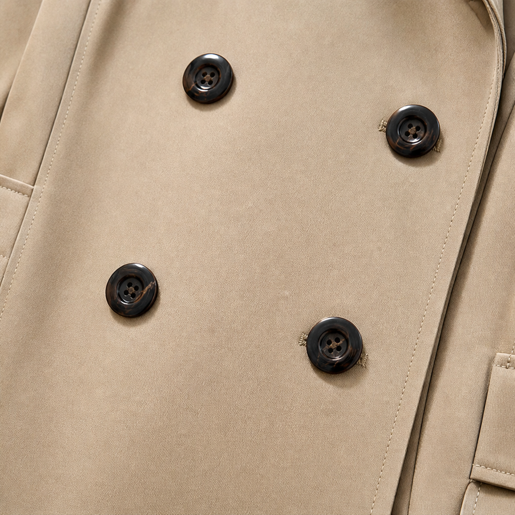Winterly Belted Trench Coat - Women's Mid-Length Coat
