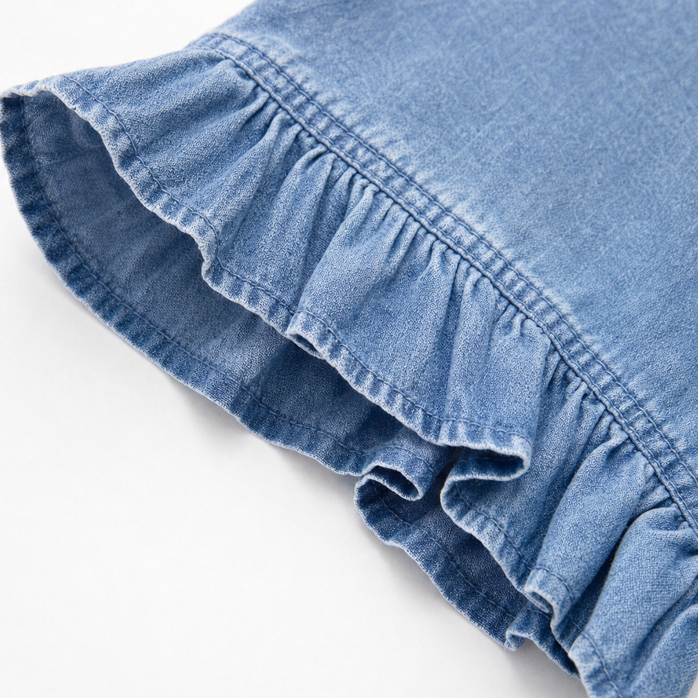 Ruffledenim Cardigan - Women's Ruffle Trim Denim Look Layer