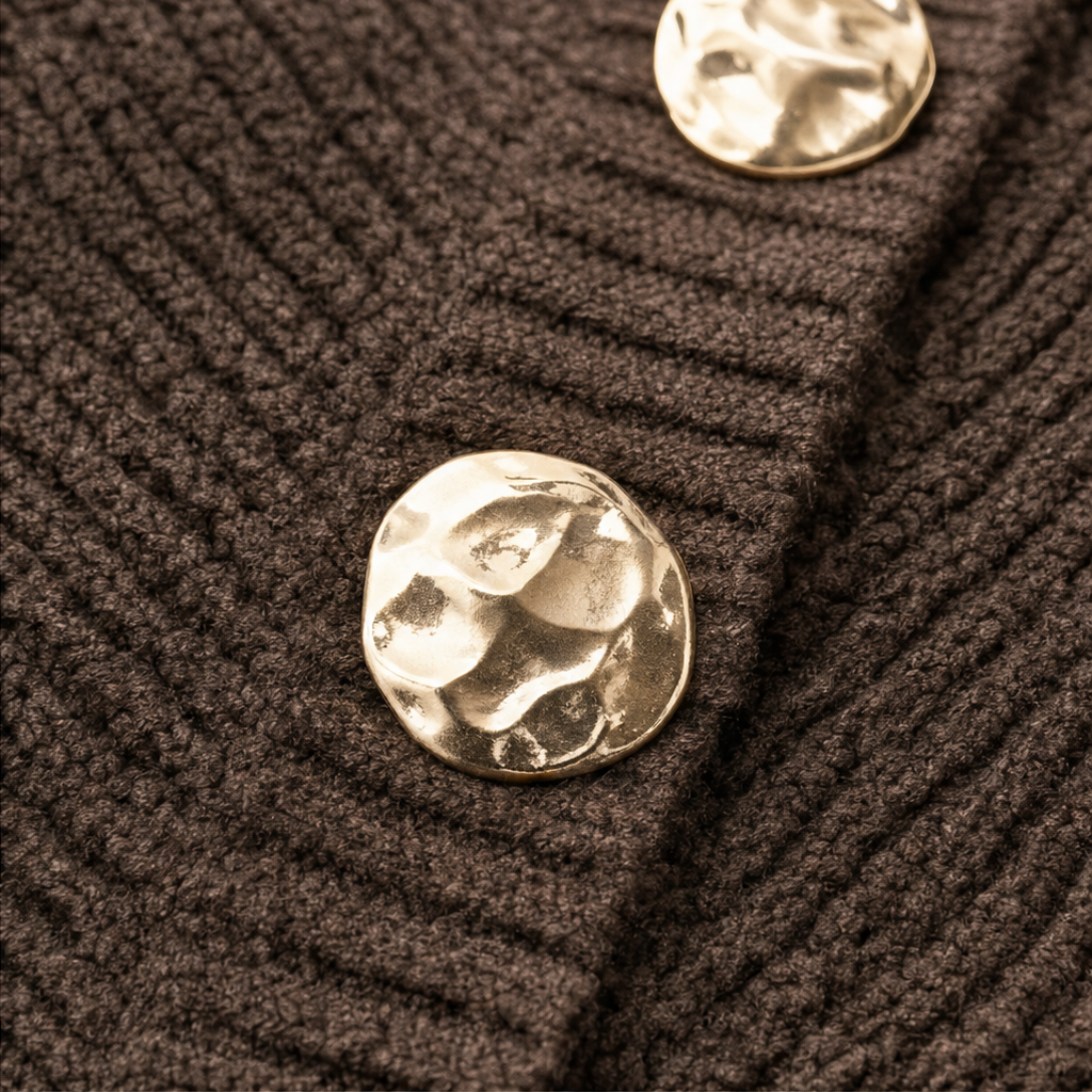 Veloura V-Neck Knit Cardigan - Metal Button Women's Knit
