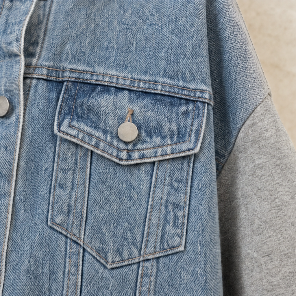 Denimova Hooded Jacket - Denim-Look Sweatshirt Women's Top