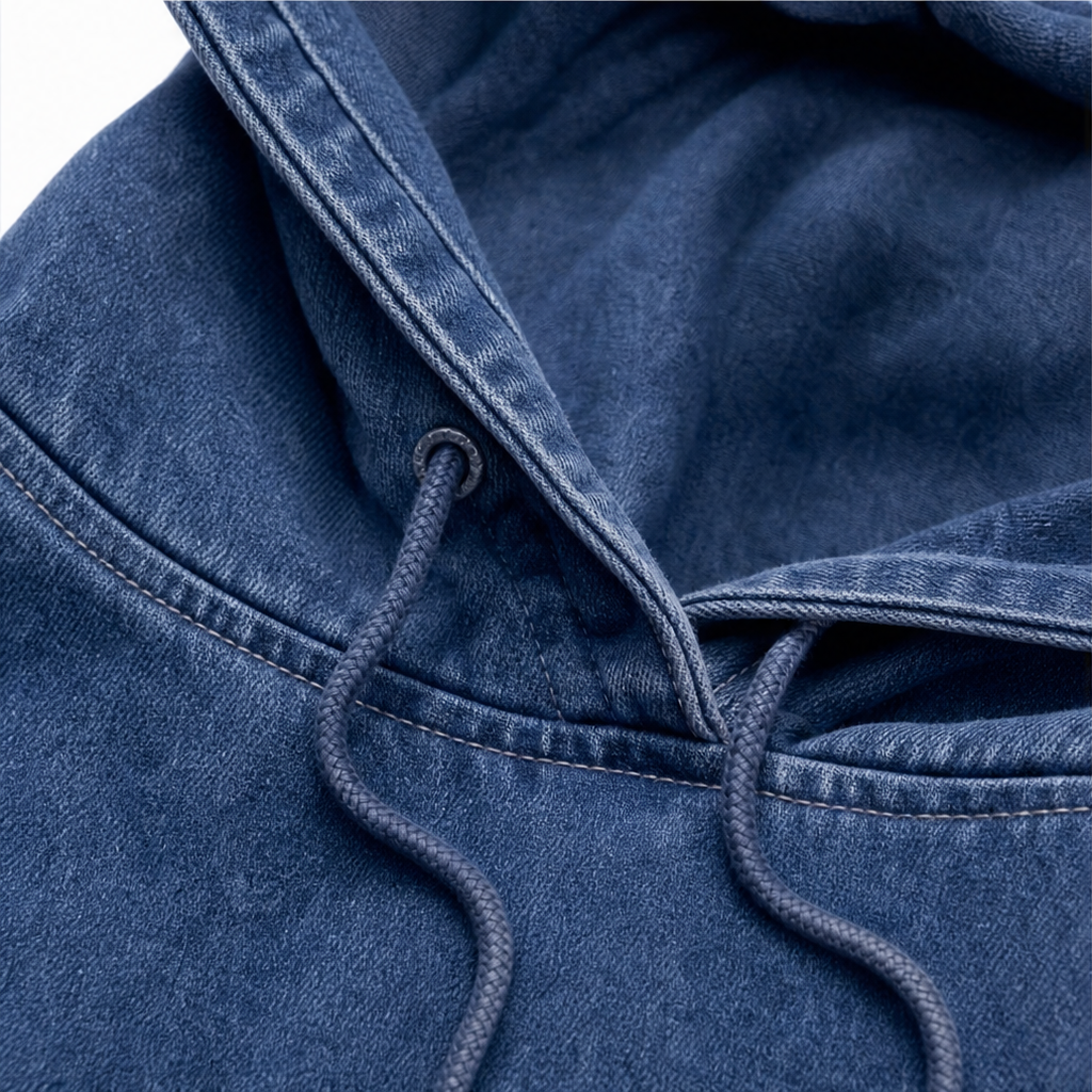 Denim Ease Oversized Hoodie - Washed Denim-Look Women's Top