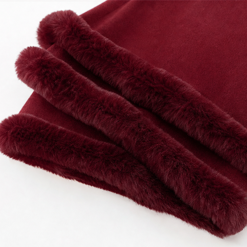 Wearbella Faux Fur Trim Cape Coat - Women's Hooded Knit