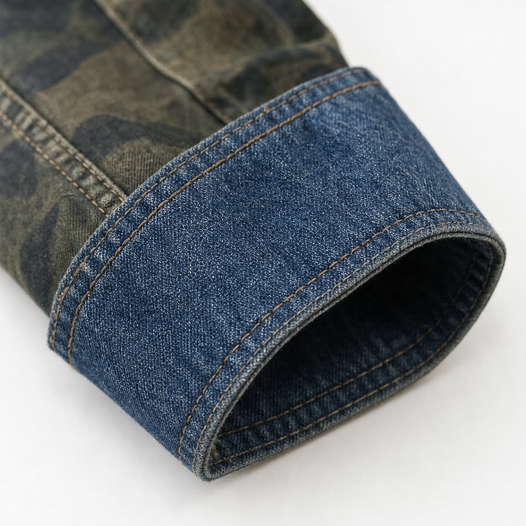 Gilded Rebel Camo Denim Jacket - Gold Button Women's Jacket