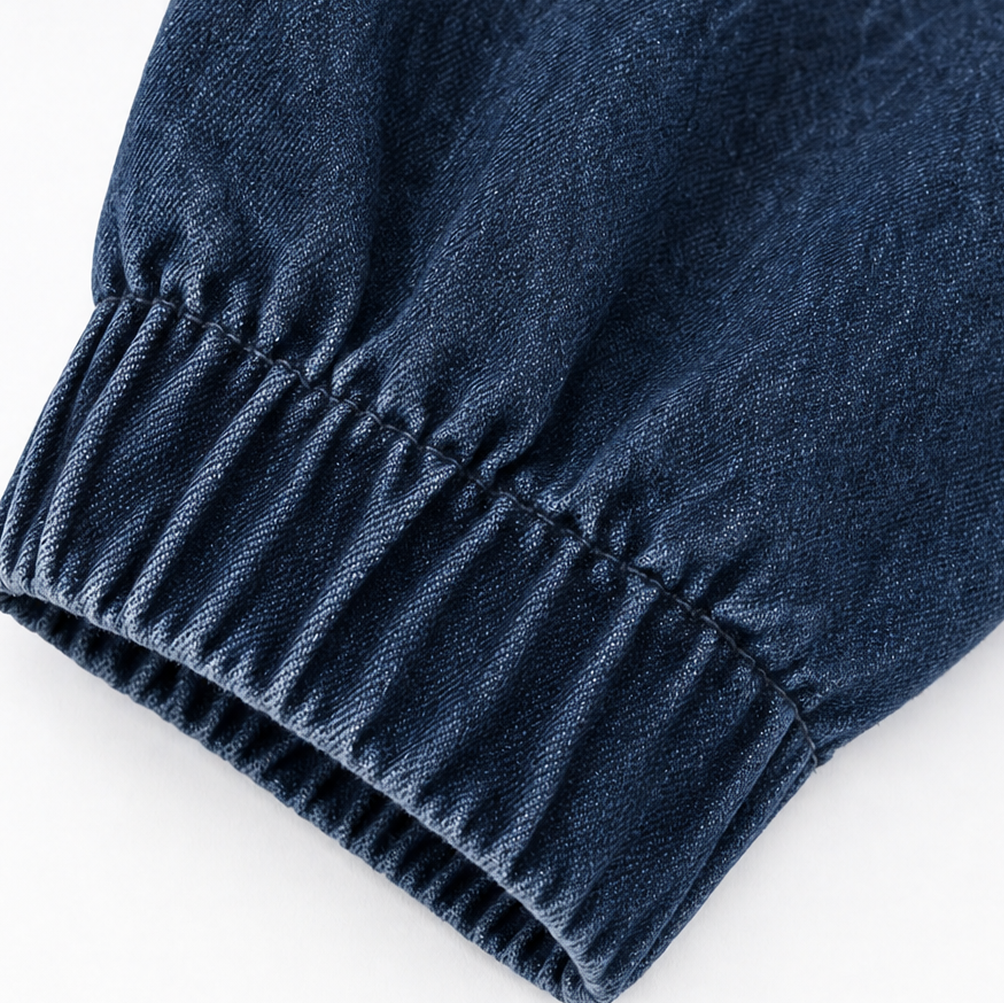 Half-Zip Haven Pullover - Washed Denim-Look Women's Top
