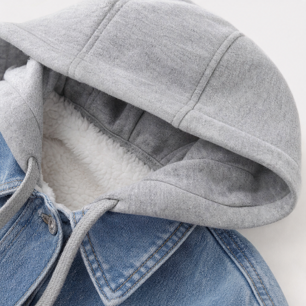 Layerly Hooded Layered Denim Jacket - Women's Cropped